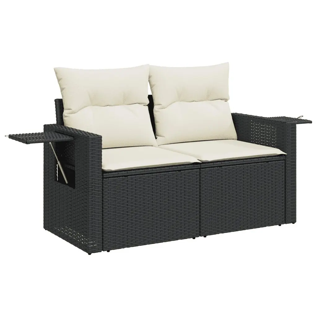 7 Piece Garden Sofa Set Outdoor Furniture Patio Sectional Black Poly Rattan