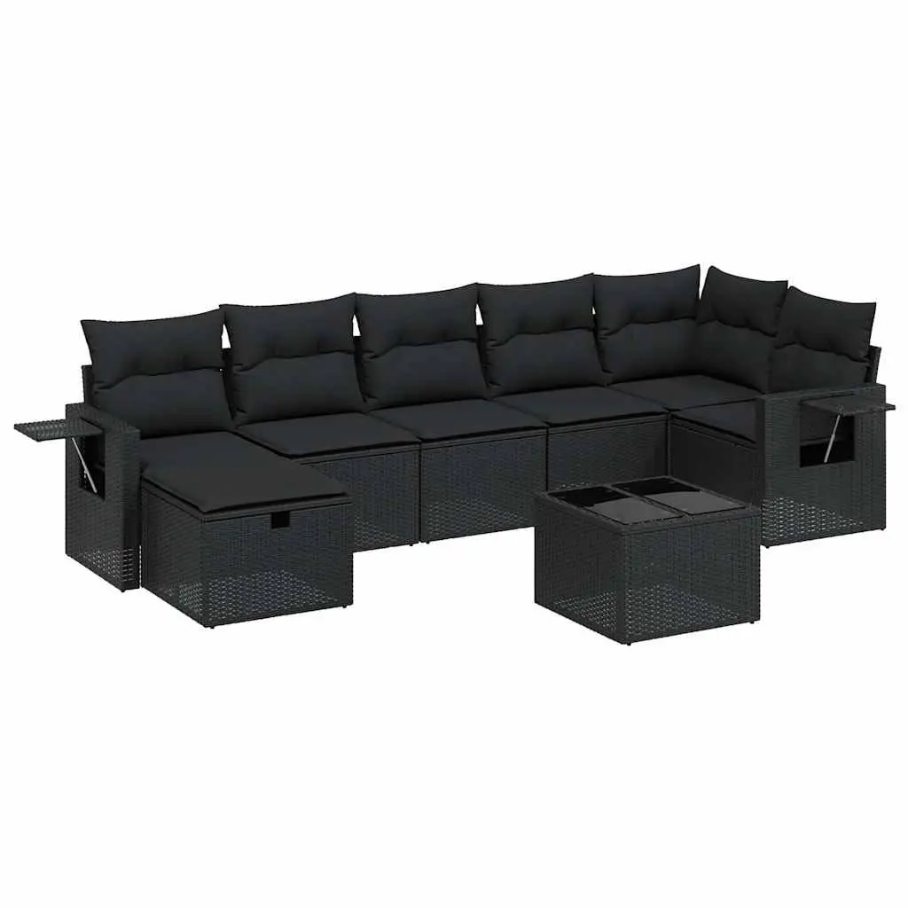 8 Piece Black Garden Sofa Set