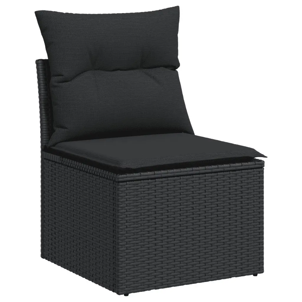 7 Piece Garden Sofa Set Outdoor Patio Furniture Black Poly Rattan with Cushions