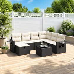 Modular 8-Piece Garden Sofa Set - Black PE Rattan