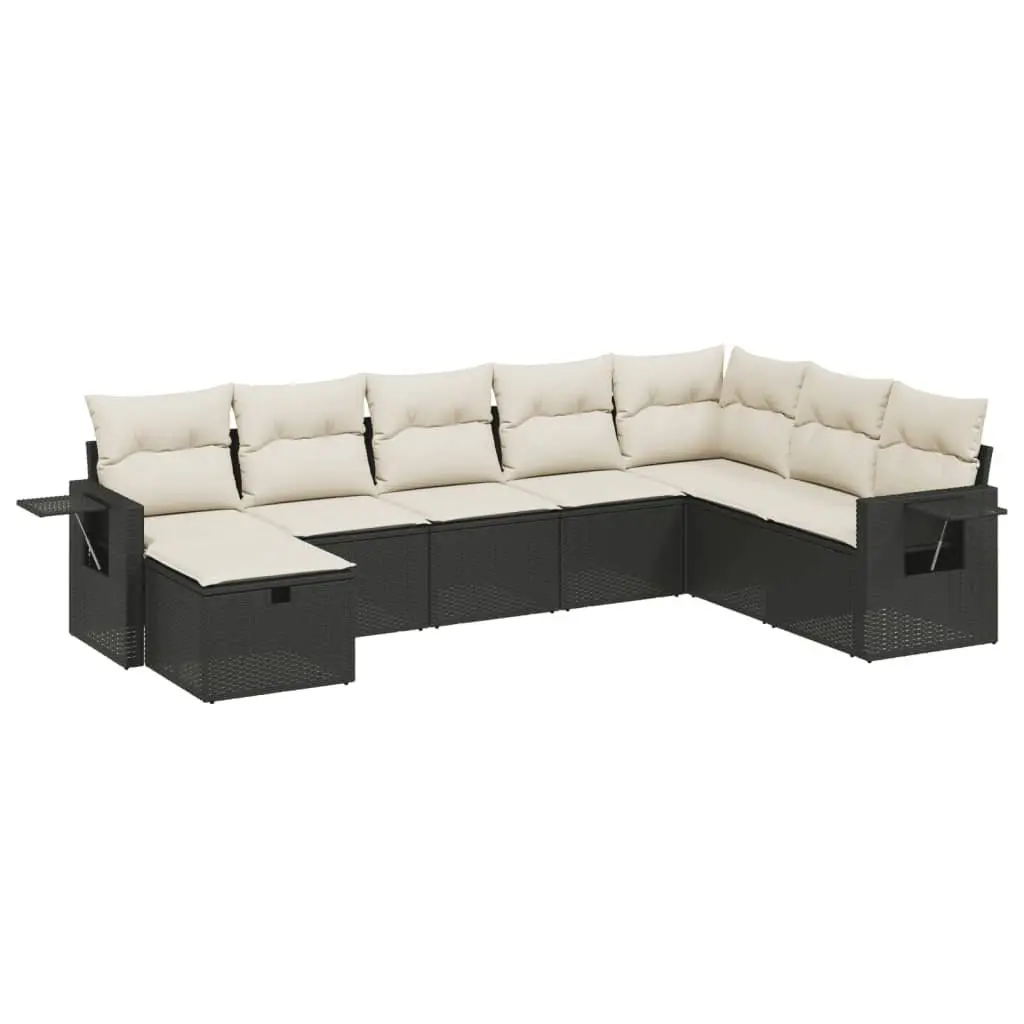 8 Piece Black Modular Patio Sofa Set