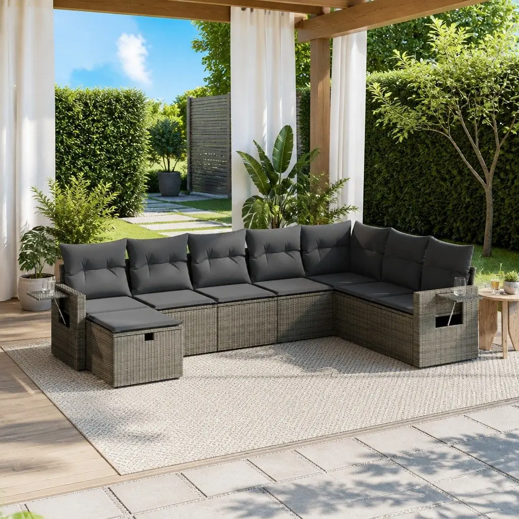 8 Piece Modular Grey Garden Sofa Set