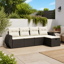 5 Piece Garden Sofa Set Specifications - Black Outdoor Furniture