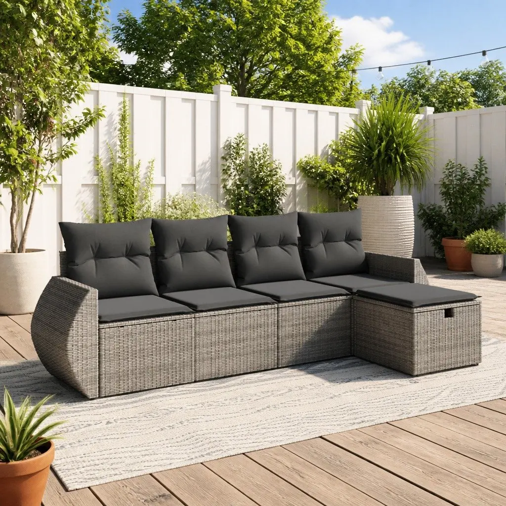 5 Piece Garden Sofa Set for Outdoor Patio Grey Modular