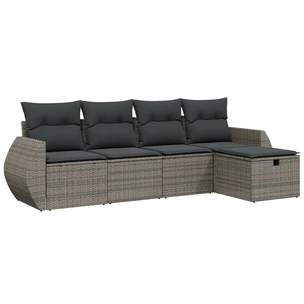 5 Piece Garden Sofa Set for Outdoor Patio Grey Modular