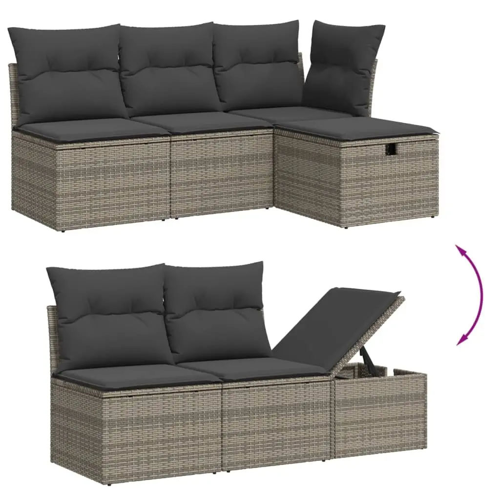 Modular Garden Sofa Set 6 Piece Grey Rattan Outdoor Patio Furniture