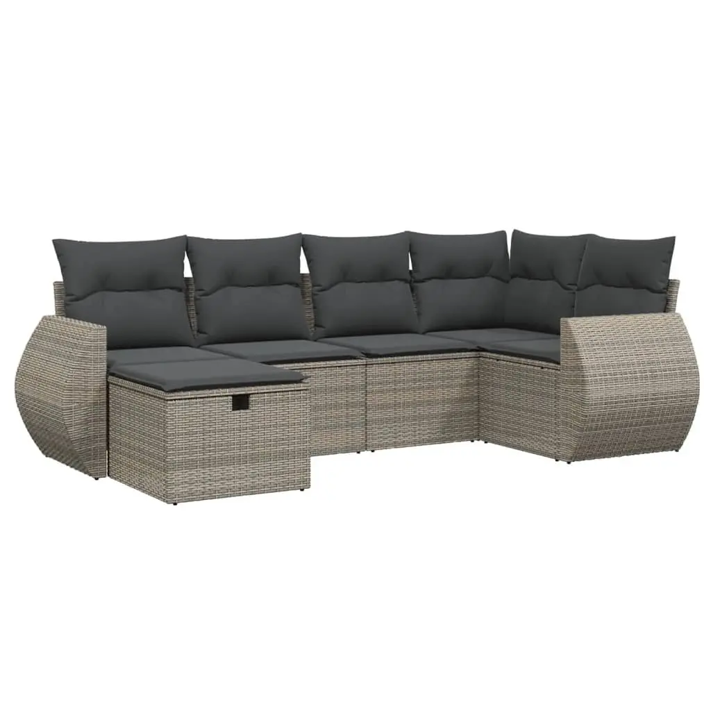 6-Piece Modular Garden Sofa Set with Grey Cushions