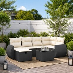 Specifications of 7 Piece Outdoor Sofa Set in Black