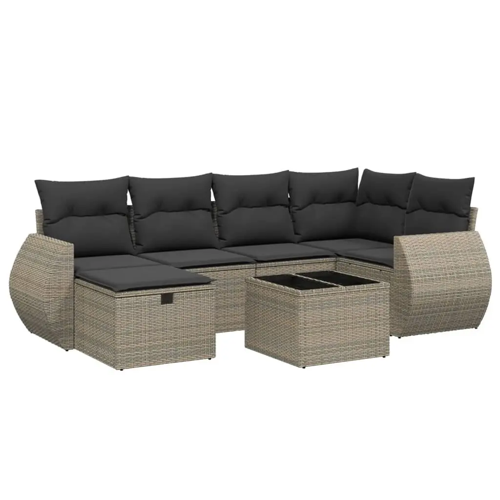 Outdoor Garden Sofa Set 7 Piece Patio Furniture Suite Grey Poly Rattan