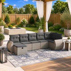 7 Piece Grey Garden Sofa Set Specifications and Details