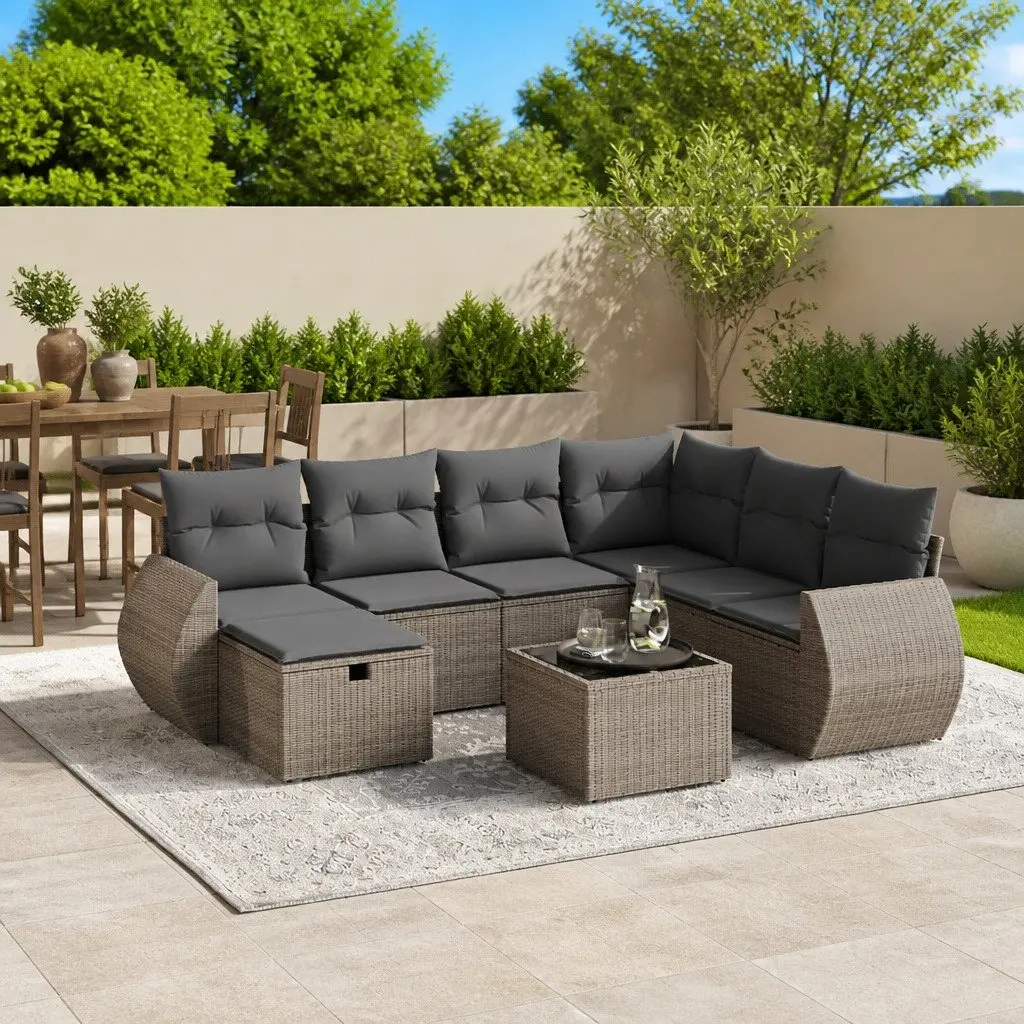 Garden Sofa Set 8 Piece Outdoor Furniture Patio Seating Grey