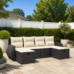 Garden Sofa Set 6 Piece Outdoor Furniture Patio Seating Black Modular Lounge