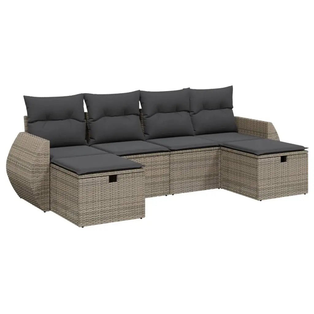 Garden Sofa Set Outdoor Furniture Patio Lounge 6 Piece Grey Cushions Modular