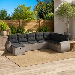 8-Piece Grey Cushion Garden Sofa Set for Outdoor Use