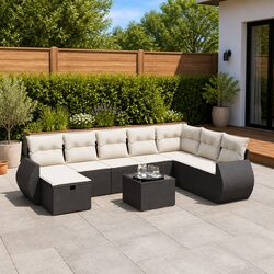 Specifications for 9 Piece Black Poly Rattan Sofa Set