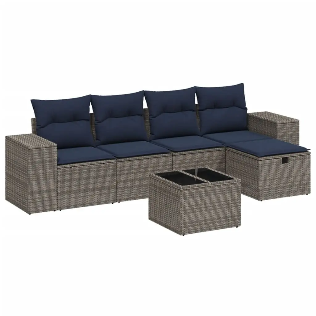 6-Piece Grey Outdoor Sofa Set