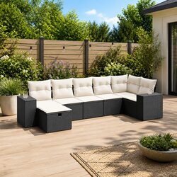 7 Piece Black Garden Sofa Set with Specifications