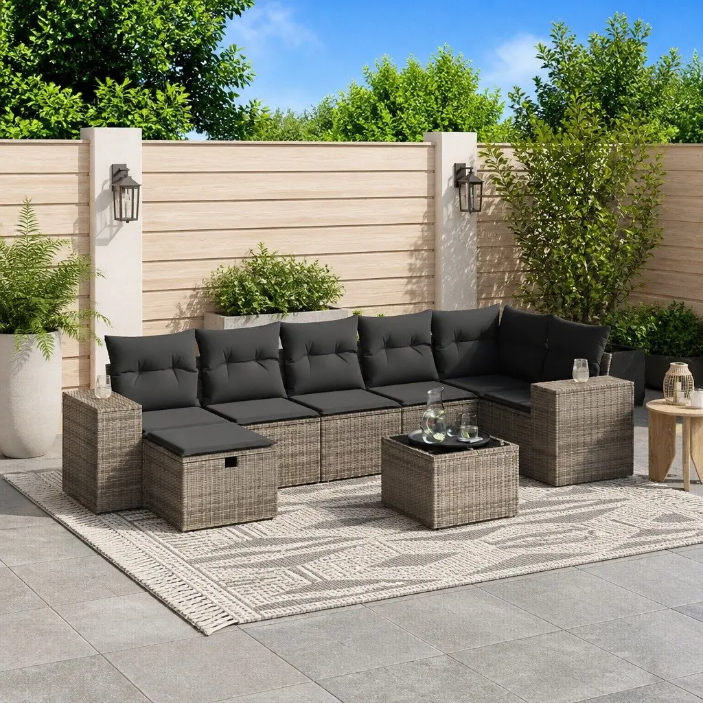 Garden Sofa Set 8 Piece Grey Outdoor Furniture Patio Rattan Sectional