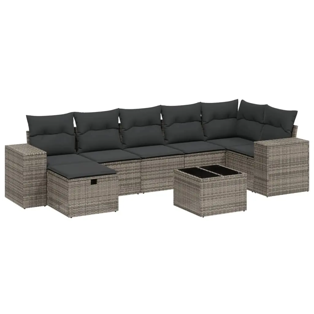 Garden Sofa Set 8 Piece Grey Outdoor Furniture Patio Rattan Sectional