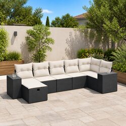 7 Piece Outdoor Sofa Set: Black Modular Furniture