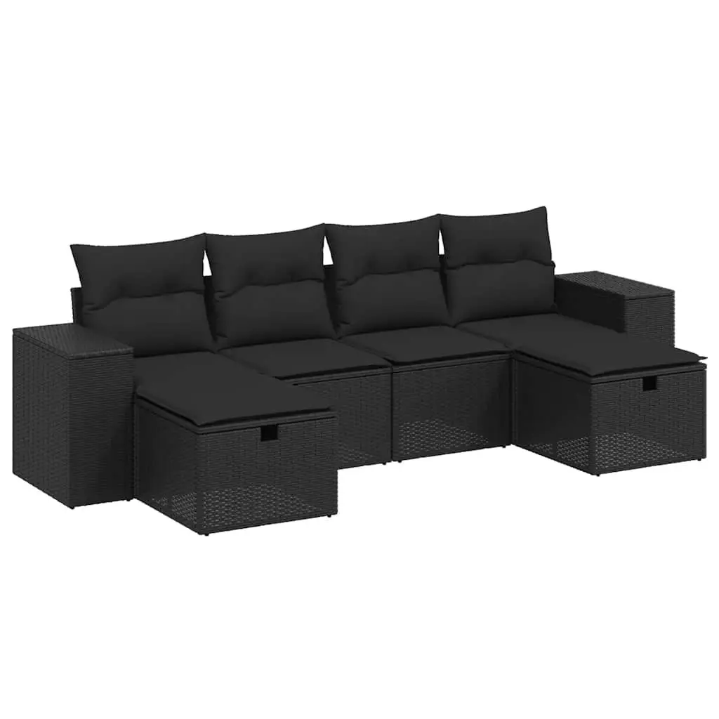 Garden Sofa Set Outdoor Furniture 6 Piece Patio Seating with Cushions Black