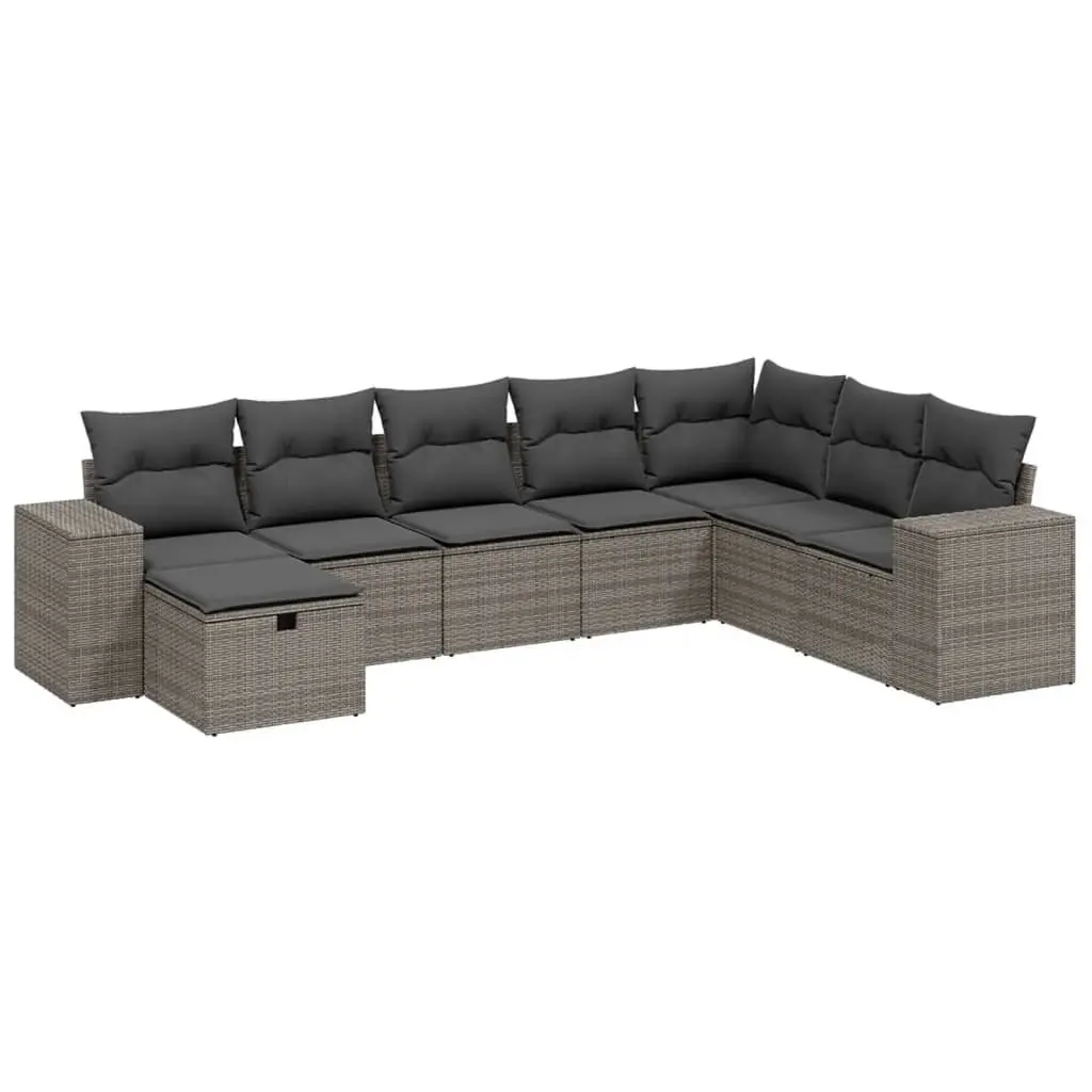 Garden Sofa Set 8 Piece Grey Outdoor Furniture Patio Seating