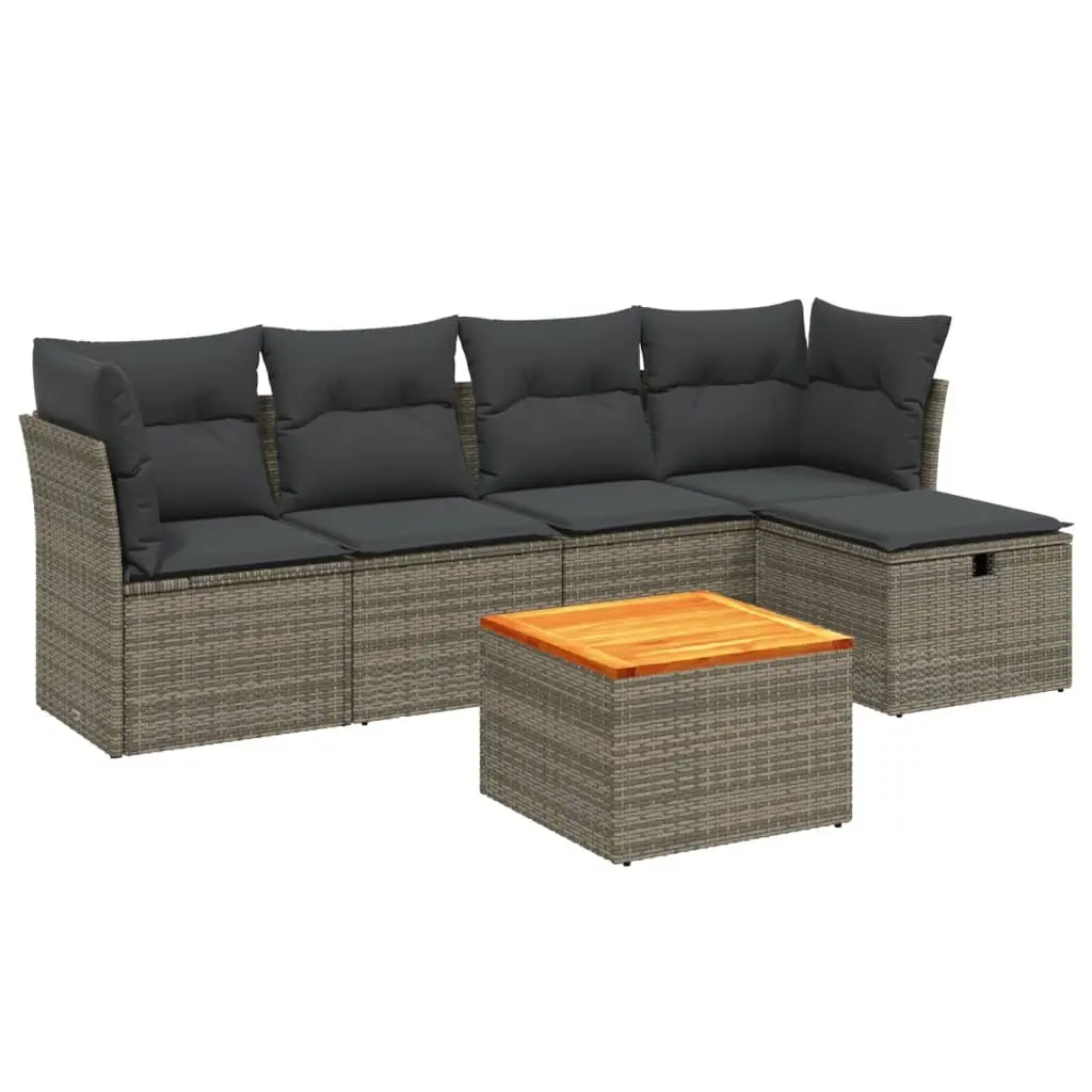 Garden Sofa Set Outdoor Patio Furniture Modular 6 Piece Grey Poly Rattan