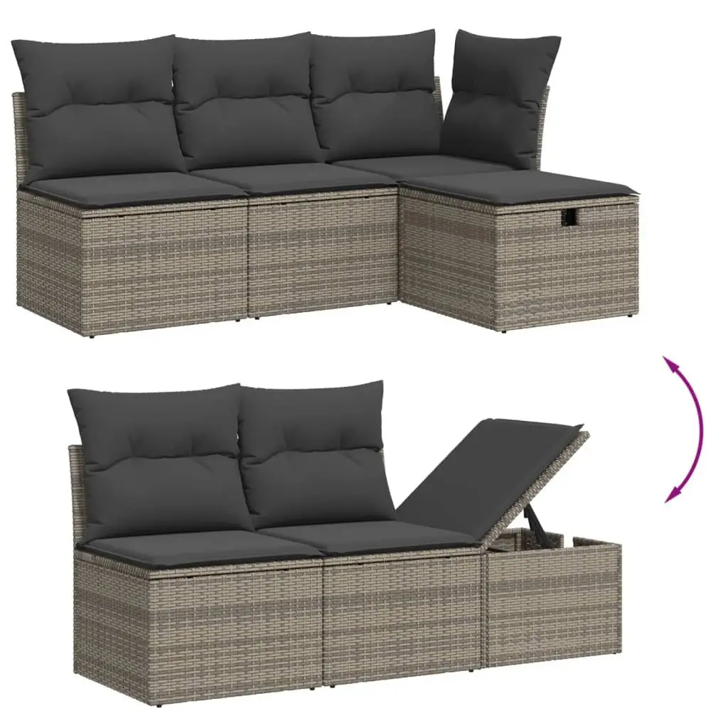 Garden Sofa Set Outdoor Patio Furniture Modular 6 Piece Grey Poly Rattan