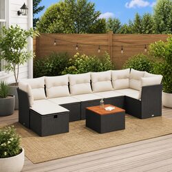 Specifications of 8 Piece Garden Sofa Set - Black Rattan