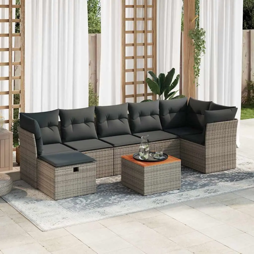 8-Piece Modular Outdoor Sofa Set with Acacia Table