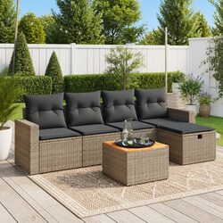 Specifications for Garden Sofa Set: 6 Pieces, Grey Rattan