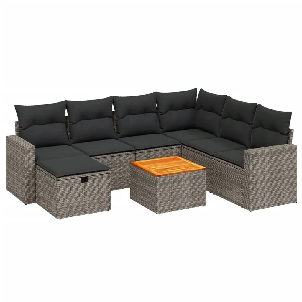 Garden Sofa Set 8 Piece Grey Outdoor Furniture Patio Sectional with Cushions