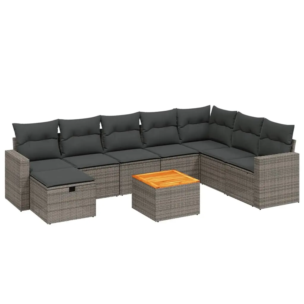 Garden Sofa Set Outdoor Furniture 9 Piece Modular Grey Poly Rattan Seating