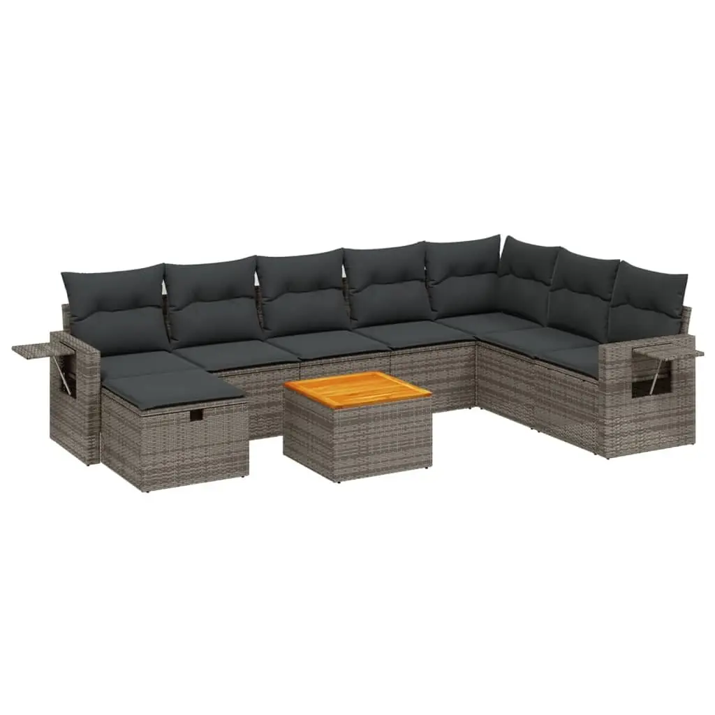 Garden Sofa Set 9 Piece Outdoor Furniture Grey Patio Seating