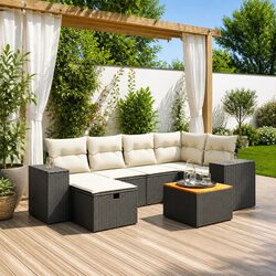Specifications of 7 Piece Garden Sofa Set Black Rattan