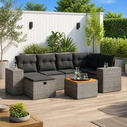 Modular 7-Piece Garden Sofa Set: Grey Poly Rattan