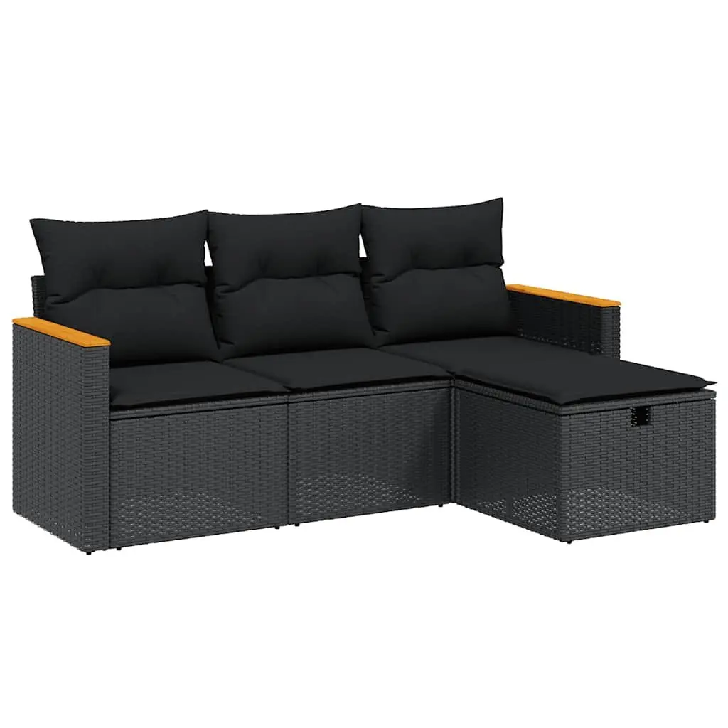 Garden Sofa Set 4 Piece Outdoor Patio Furniture Black Modular