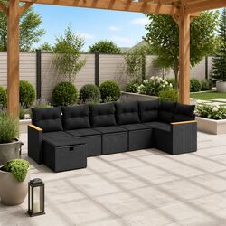 Specifications of the 7-Piece Black Garden Sofa Set