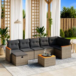 Garden Sofa Set Specifications: 8 Piece Grey Rattan Lounge