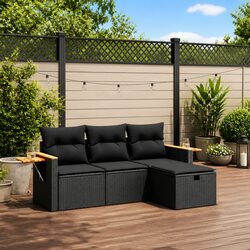 Specifications of 4-Piece Black Rattan Garden Sofa Set