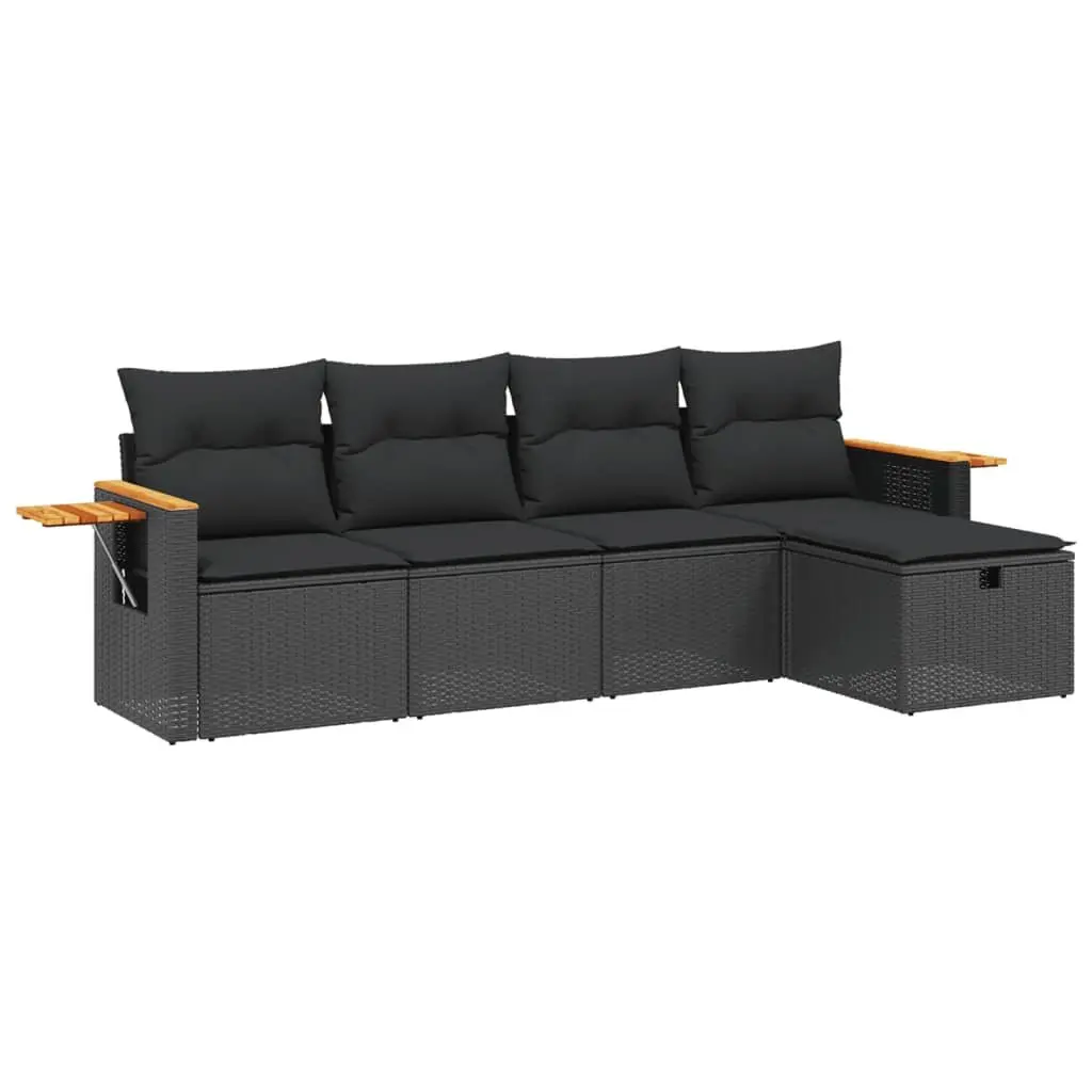 5 Piece Garden Sofa Set Outdoor Furniture Black Patio Seating