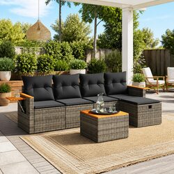 Specifications of 6-Piece Grey Garden Sofa Set