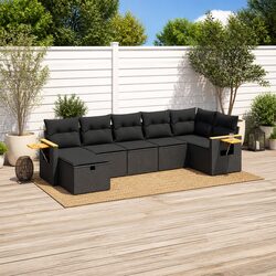 7-Piece Black Modular Garden Sofa Set Specifications