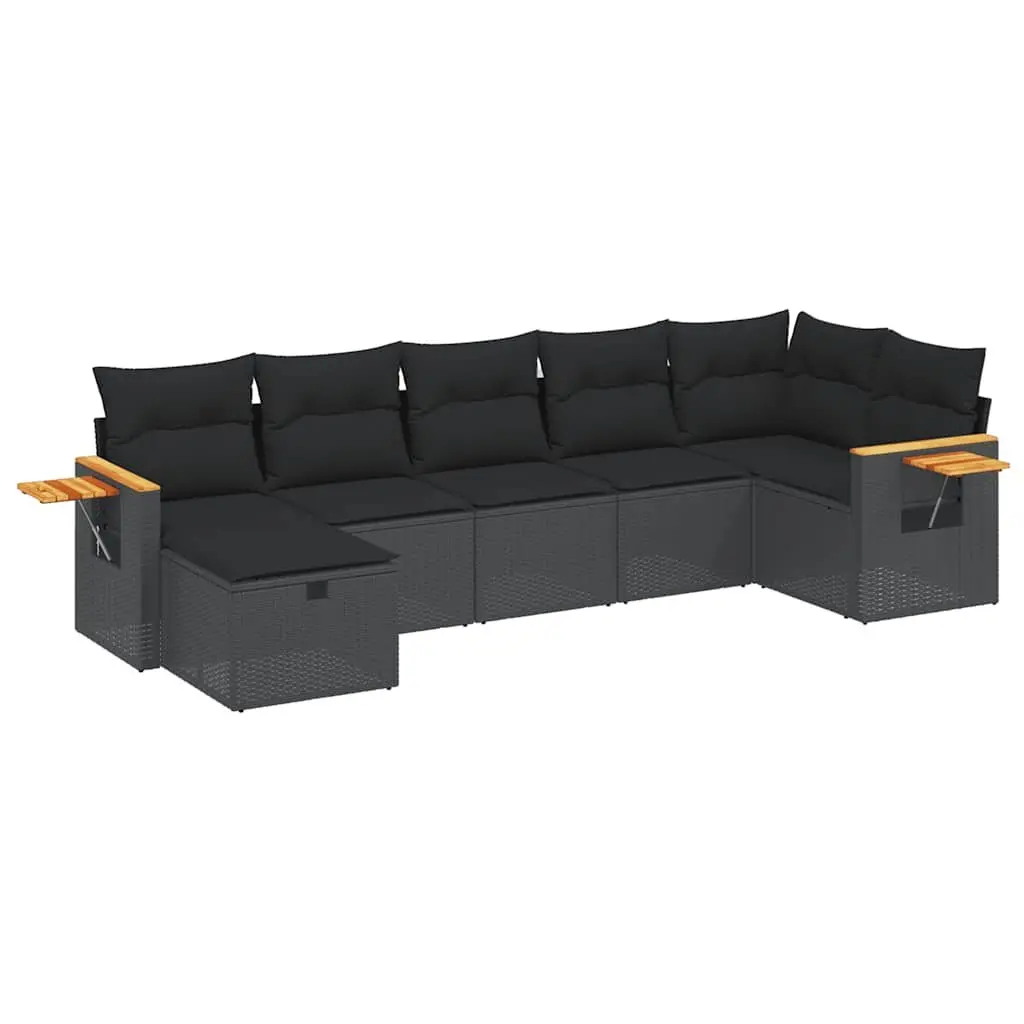 7-Piece Black Modular Garden Sofa Set