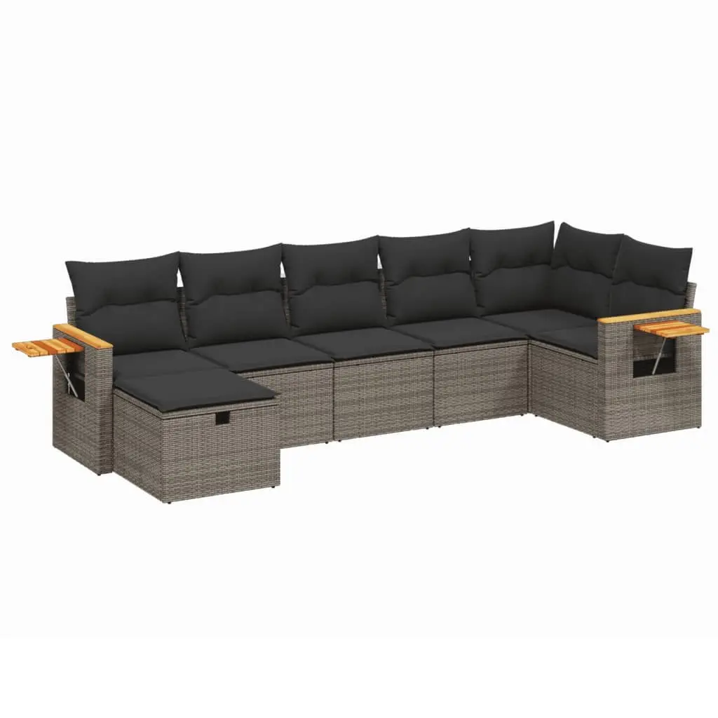 7 Piece Garden Sofa Set for Outdoor Patio Grey Modular Furniture