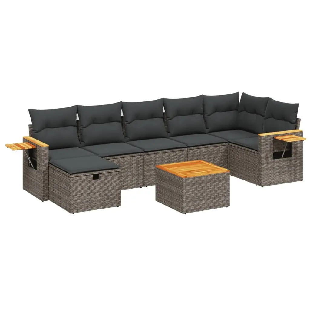 Garden Sofa Set 8 Piece Outdoor Furniture Grey Poly Rattan Patio Lounge