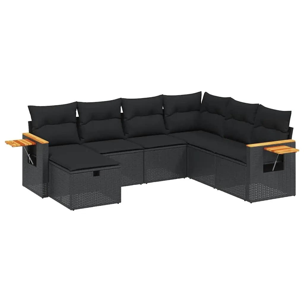 7 Piece Garden Sofa Set in Black