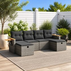 Garden Sofa Set 6 Piece Outdoor Furniture Patio Seating Grey Cushions Modular