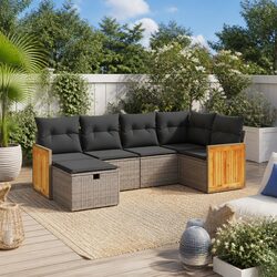 Specifications of 6-Piece Modular Garden Sofa Set with Grey Cushions