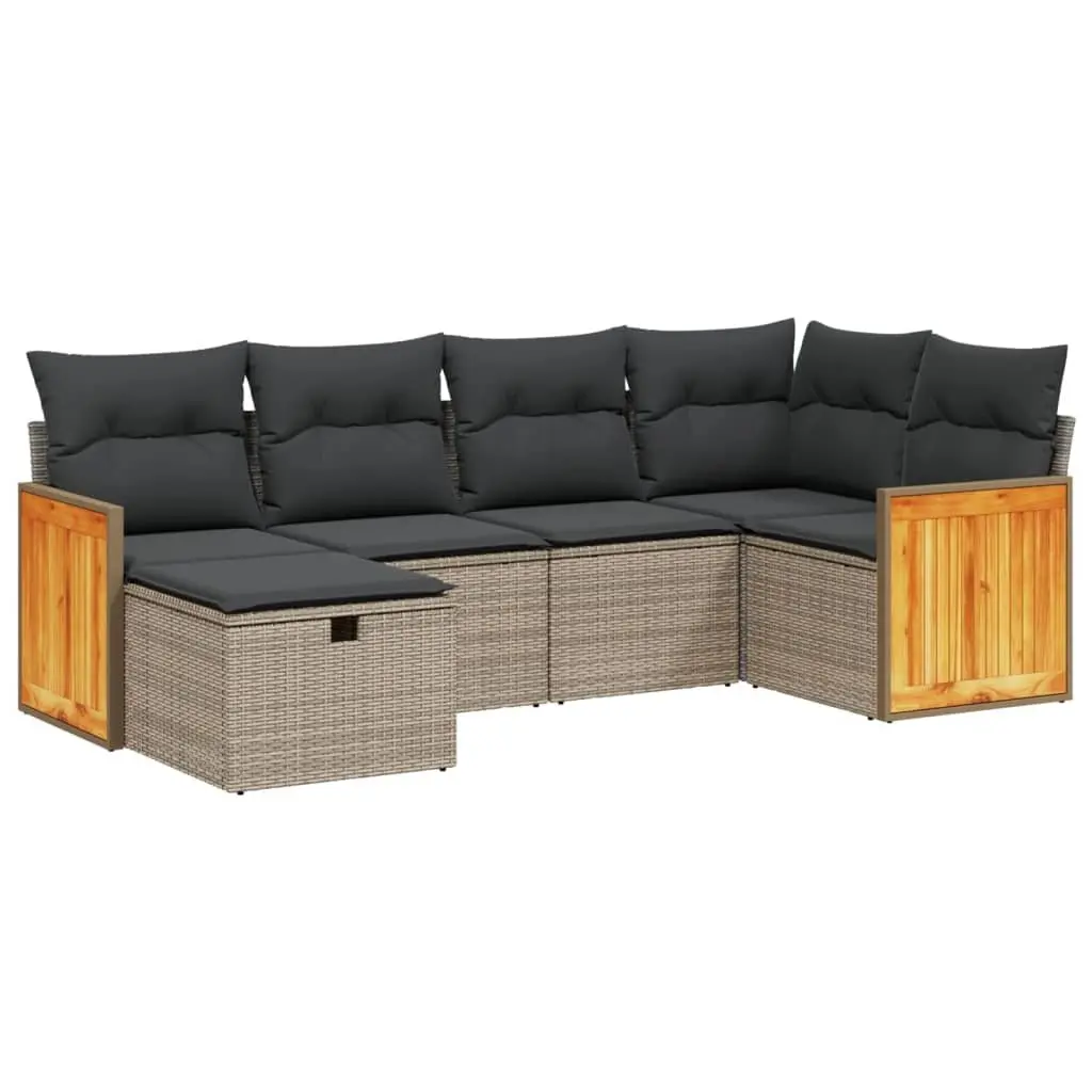 Garden Sofa Set Outdoor Furniture Modular 6 Piece Grey Cushions